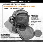 WolfWarriorX Men Backpacks Large Capacity Military Tactical Hiking Expandable 39L-60L Backpack - Image 4